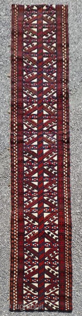 Turkmen Yomud tentband long fragmnet cm 265x36. symmetric knot.  1880/1890. good colors. for other details please ask.               