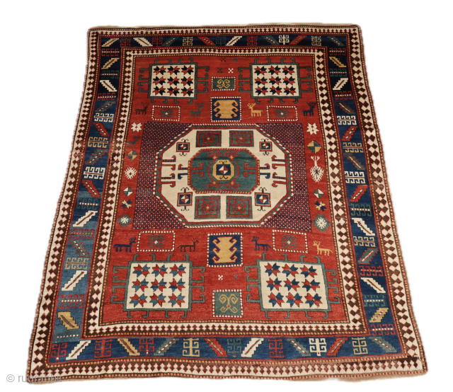 Antique Karachov Kazak – Central Caucasus. 19th Century
cm 250x 200

This Kaza has been photographed exclusively in natural light to provide a chromatic perception as close to reality as possible, highlighting the vividness  ...