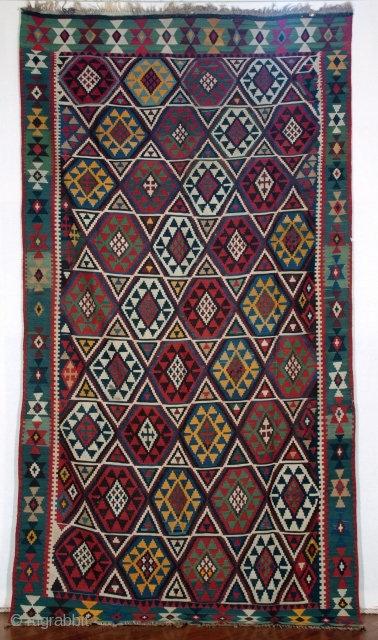 Amazing Antique Shirvan Kilim. Wonderful graphic design. cm 320x177/ 10,6"x5,9". need some little repair. Great piece. Top colors. for other images please ask          