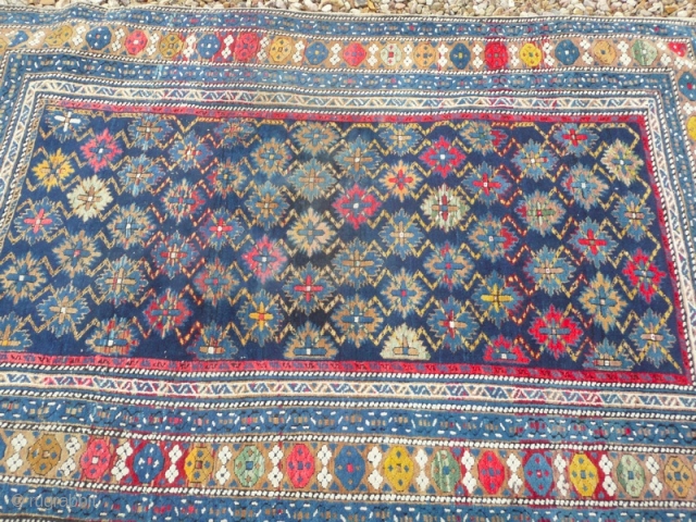 Caucasian Kuba/Derband small rug size: 4'.11" x 3'.10". In spite of the bright dyes used, the colour combination is very successful and rather cheerful. Condition is good.      