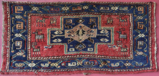 Rare Persian " Heriz " Bag Panel .Probably from the the village of Afshar in Meyaneh County, East Azerbaijan Province, Iran . No restorations. 110 cm. x 51 cm. Wool on wool  ...