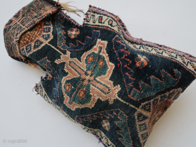 Bag / fragmented  ca : 28 cm x 38 cm .   crafted    from a  guardborder    Afshar ?      