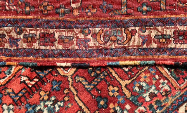Afshar , with a plethora of animals on display . Wool on wool, ca; 110 x 125 cm. (.Original guardborders ,top and bottom ends secured. )       