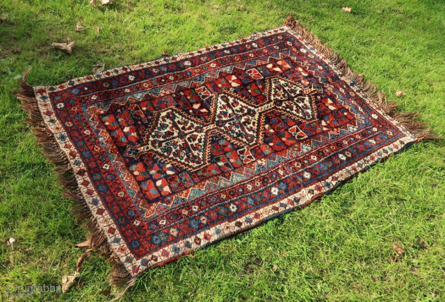 Funky small Luri /Kurdish ? ,full original long haired pile , saturated and great ranged natural colored , ( white and black and prob. darkest browns are raw wool. ) all ...