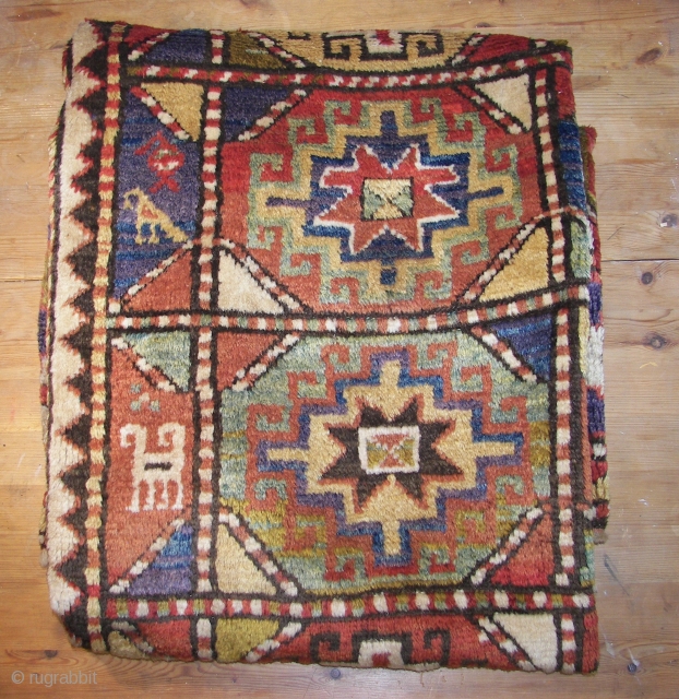 Long haired Caucasian. Old. Moghan ? , Shahsavan ?   Needs a good cleaning, no more pics yet. It s raining. Foto taken with flash inside.      