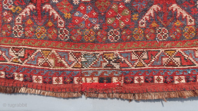 Khamse Khorjin single front , ( fragment ) . Wool on wool. ca ; 63 cm x 69/70 cm .24,7 inch x 27,5 inch. Great colours. See also ; Woven ...