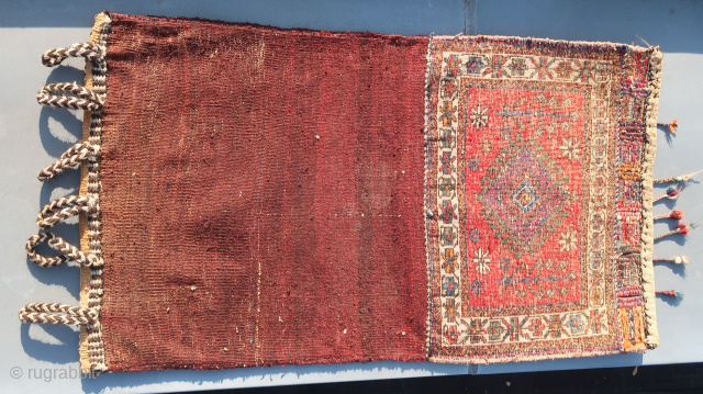 Half Korjinn,bag opened . Old. l x b. Ca: 107 cm. x 62 cm.  ( 42.  inch x  24. inch. ca:) Persian.( Heriz ?/ Hamadan ? )  Wool  ...