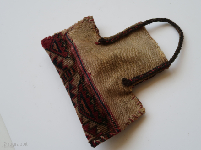 Turkmen / Caucasian ? small bag, ca: 17 cm x 20 cm. fragmented, hole.