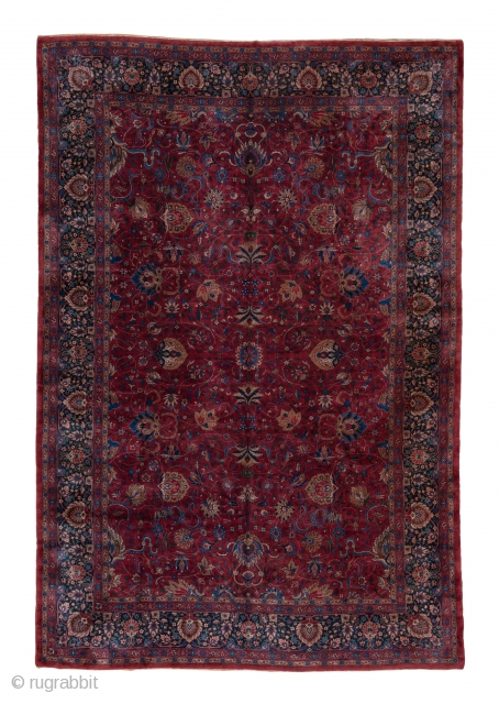 Lahore Carpet

10.0 X 14.8
3.04 X 4.34


The rich raspberry field is decorated by a cloud band, palmette and two-level spiral tendril pattern. The navy border of this northern Indian workshop carpet features three  ...