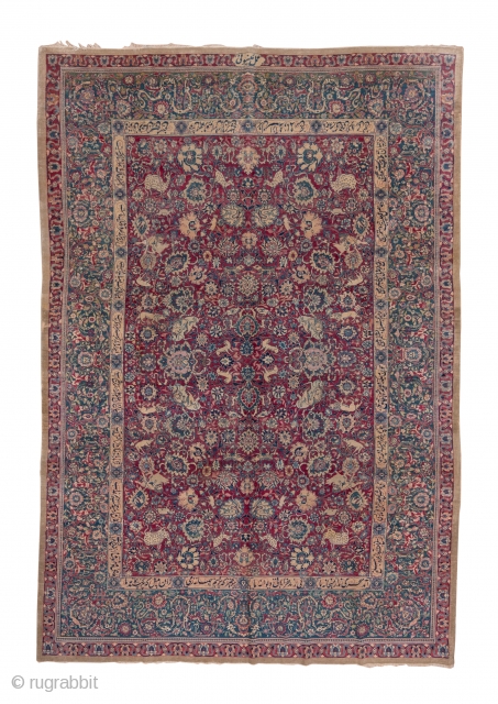 Tabriz Carpet

8.4 X 12.5
2.56 X 3.81

The ruby red field displays a classical 16th century Persian pattern of predators, prey, animal combats, cloudbands and palmettes, all in constant motion.  The green main  ...