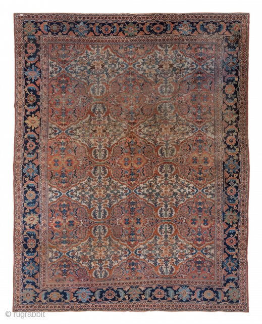 Mahal Carpet

10.4 x 13.0
3.16 x 3.96

This  well-woven and attractively coloured west Persian village Mahal has a pattern of  alternating rust/rose lobed panels  and ivory concave reserves, both filled with  ...