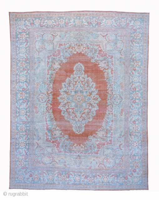 Mahal Carpet

10.6 x 13.1
3.23 x 3.99

The open rust field sets off a tall floral wreath and, in turn, is surrounded by a matching larger oval wreath. This is set into a European  ...