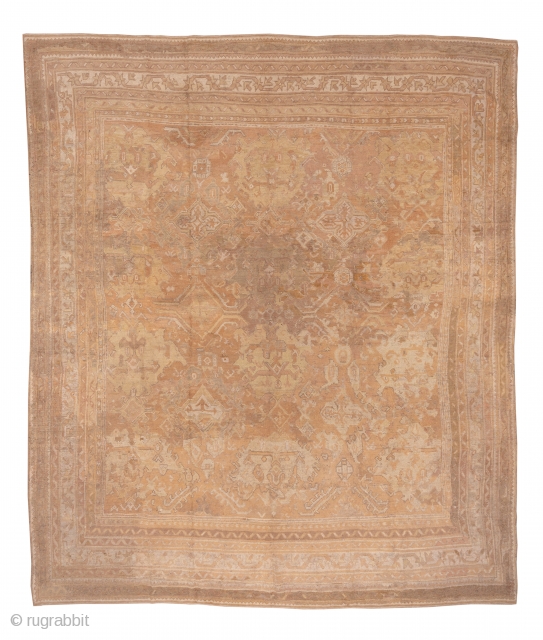 Oushak 

12.0 x 13.8 
3.65 x 4.20

The all over large scale pattern on this rug is an adaption of a seventeenth century "Smyrna" design, upsized and given a subtle palette. The complementary  ...