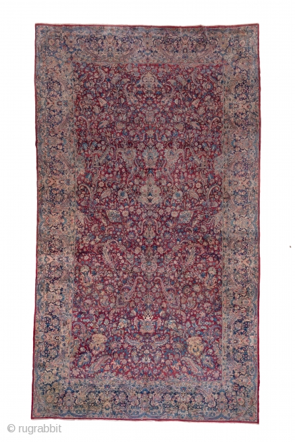 Kerman Carpet

9.9 x 16.11
3.01 x 4.91

The natural scarlet cochineal red field is densely covered by a palmette, long leaf, boteh leaf and escutcheon allover, unidirectional  pattern. A variety of small flowers  ...