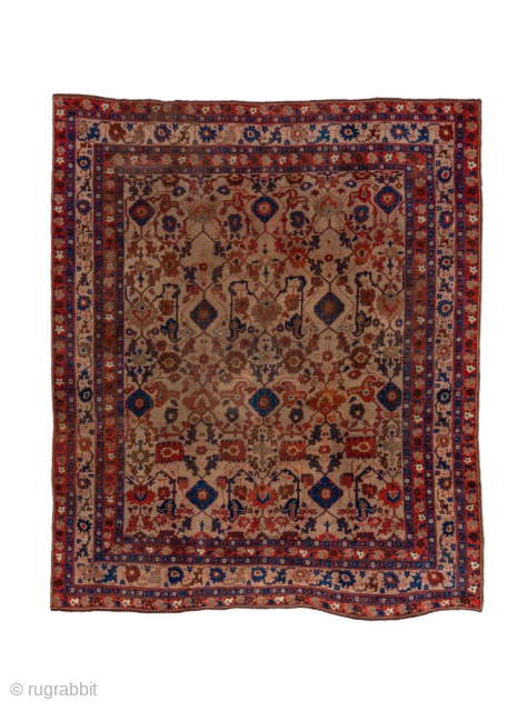 Antique Persian Bakhshayesh Carpet, Allover Lattice Design, Circa 1900. Elegant allover lattice pattern woven with stylized palmettes and floral motifs on a warm camel field.
10'1" x 12'0"
Item No: C92193