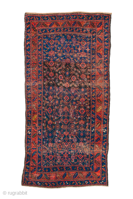 Antique Persian Bidjar Runner, Circa 1920. Classic allover Herati design woven across a deep indigo field framed by richly detailed crimson geometric borders.
4'0" x 8'5"
Item No: 99647