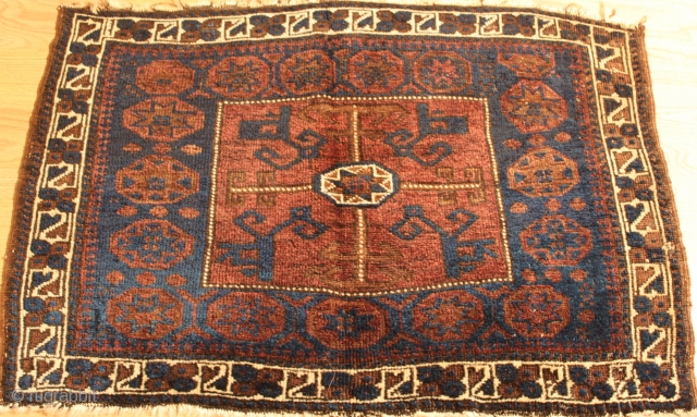 Antique Baluch Bagface. circa 1900. Soft silky wool with good pile .Natural colors. Good condition.Clean and hand washed .size .0.63cm x 0.92cm           