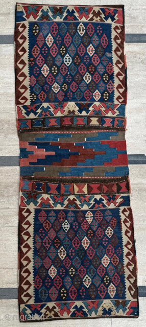 Circa 1880s Shahsevan Heybe. in good condition. Size 53x150. Please send me directly mail.
emreaydin10@icloud.com
0090 + 544 374 10 98              