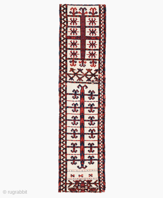 19th Century Turkmen Tekke Tentband Fragment

The incredibly fine knotting in this Turkmen tent-band fragment was probably made by Teke tribes during the 19th century. Once around  12 metres long, time and  ...