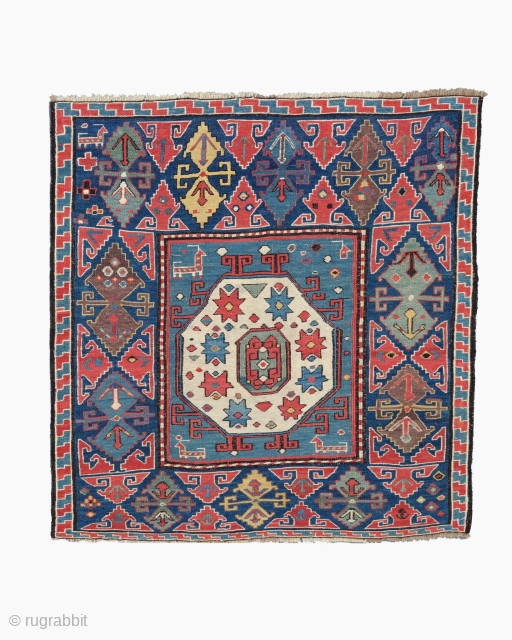 Mid 19th century Shahsevan Sumac Bagface, size 60 x 62 cm. Lit.: HERRMANN, EBERHART, Seltene Orientteppiche 10. Munich 1988, no. 48 *** WERTIME, JOHN T., Sumak Bags of Northwest Persia & Transcaucasia.  ...