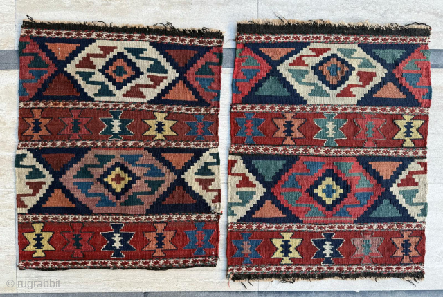 Late of the 19th century Shahsevan bagfaces
 Size - Left 50 x 60 cm - Right 50 x 62 cm
 Please send me direct mail
 emreaydin10@icloud.com 
Instagram - @emreaydinrug
    