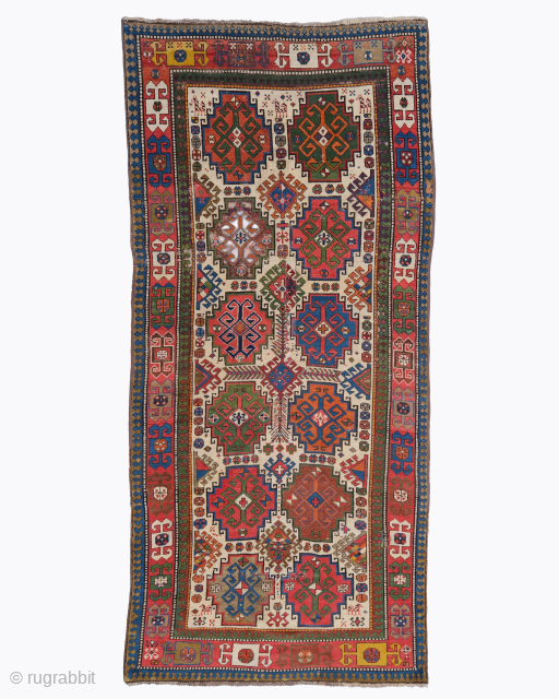 Period: Mid 19th century
Origin: Caucaus
Dimensions: 125 x 175 cm
This exceptional mid 19th century Moghan rug was woven in the Caucasus and is a striking example of the bold geometric aesthetic associated with ...