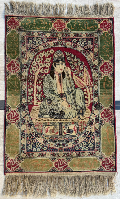 Late 19th Century Pictorial Kirman Rug, size 58 x 82 cm. Please send me direct mail

emreaydin10@icloud.com

Instagram - @emreaydinrug               