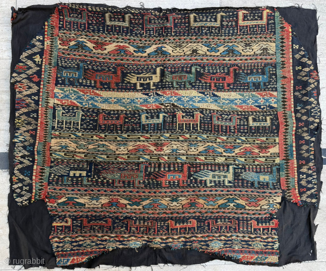 Mid 19th century Shahsevan Sumac Fragment. Cute design. Size 78 x 90 cm. Please send me direct mail.

emreaydin10@icloud.com

Instagram - @emreaydinrug 

            