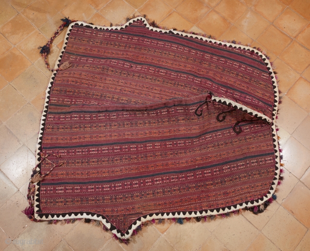 Have you ever seen something like this before? A rare and beautiful sheperd’s coat, probably from Turkmenistan or east Persia, with jajim weaving technique and wool felt inside, used to protect from  ...