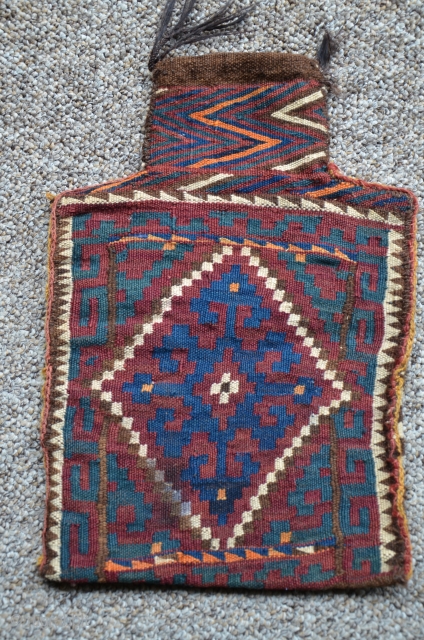 Uzbek salt bag, 19in. X 13 in. First 1/2 20th C. Saturated colors (no color run). All wool. Excellent condition. Bargain price.           