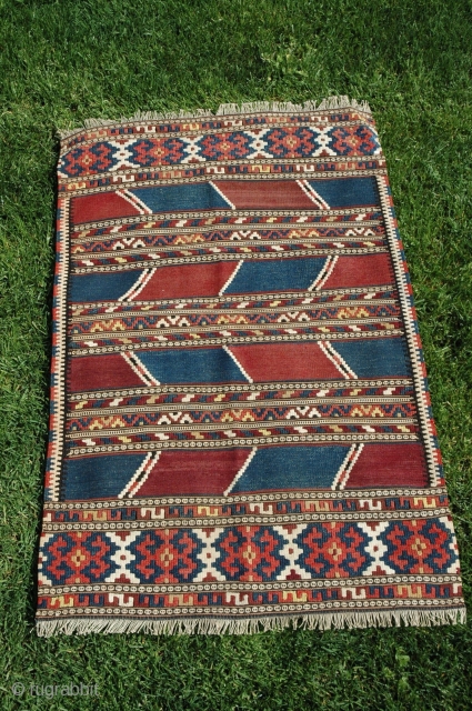 Manastir kilim yastik. 3'4" X 1'11-1/2 in. Circa 1900. Wool and cotton. Natural colors. Excellent condition.                 