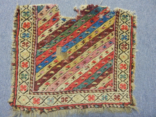 Early,ca.1850 Shahsevan Khorjin fragment. Exceptional colours!

Rare early survivor.

Inexpensive!                         