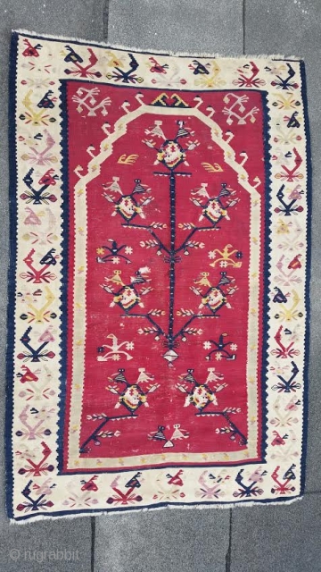 Extremely fine Sarkoy kilim, circa 1850, with great design, nice colors.                      