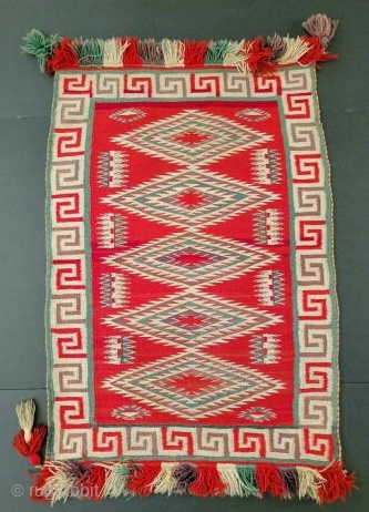 Fabulous Germantown saddle blanket (Navajo) in near perfect condition, 25 in x 39 in, circa 1890-1900                 