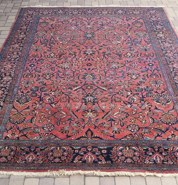 Highly decorative antique Lilihan carpet, circa 1920, even low pile, Mahal allover design, a few small areas of slight wear, perfect decorative antique carpet for today's designer market. This carpet is just  ...