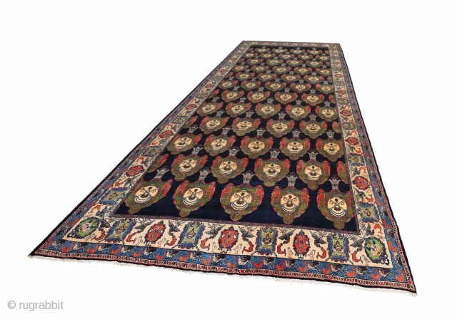 Magnificent and rare Persian Saruk with Schah-Crowns, huge size of 706 x 337 cm !!                  