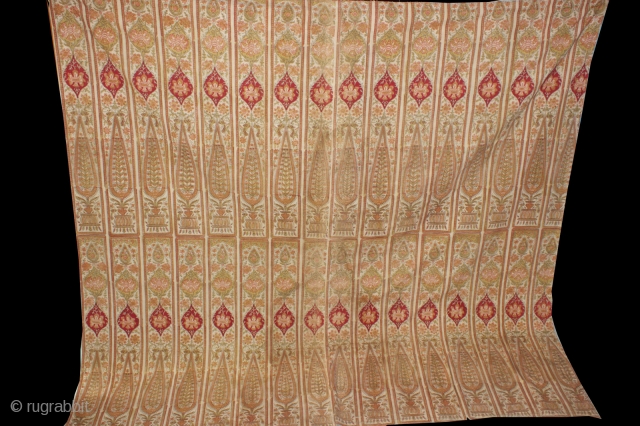 Indian Kalamkari from Deccan on cotton, vegetable colors size  222 cm long 236 cm wide                 