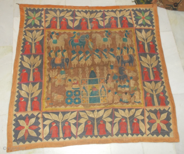 Kanduri shrine Applique Wall Hanging.It is Presented by Pilgrims as on offering on the grave of the Muslim Prince Sara Masoud.From Madhya Pradesh,India.
          