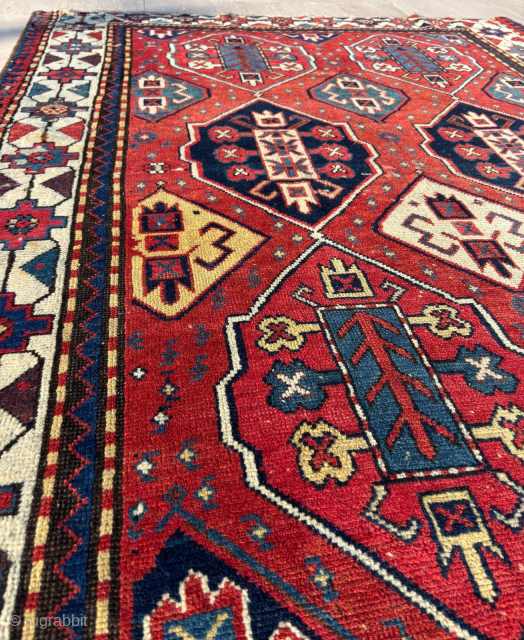 Late 19th Century Caucasian Rug. Size: 142 x 234 cm
                       