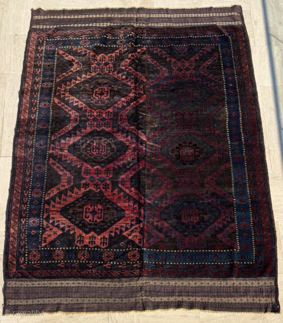 Circa 1890 Two Havles Timuri Baluch Rug.Size : 180 x 270 cm