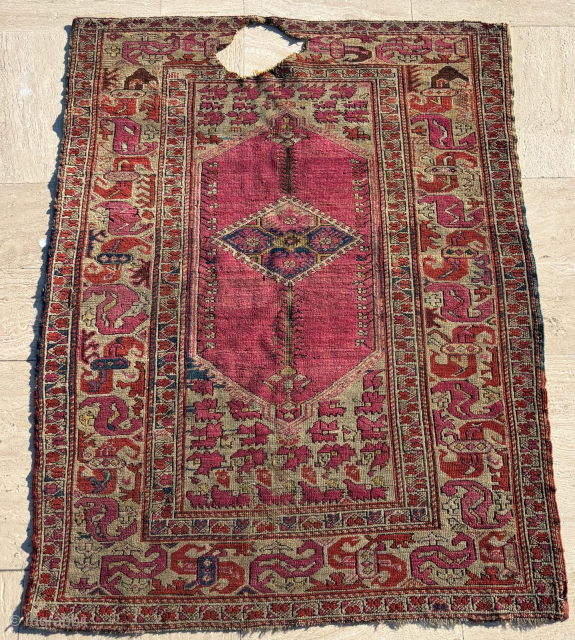 Mid 19th Century Ghordes Rug. Size: 103 x 135 cm