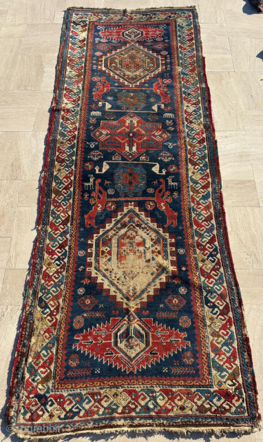 Circa 1870's Shirvan Runner. Size: 110 x 315 cm                        
