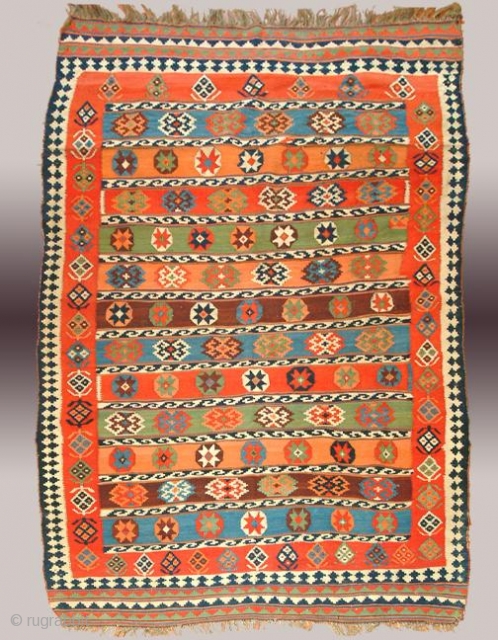 Stock #A104 | Quashqai Kilim | Circa: 1900\'s | Size: 5 x 8.10                    