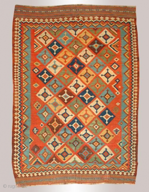 Stock #A112 | Quashqai Kilim | Circa: 1900\'s | 5.5 x 9.1                     