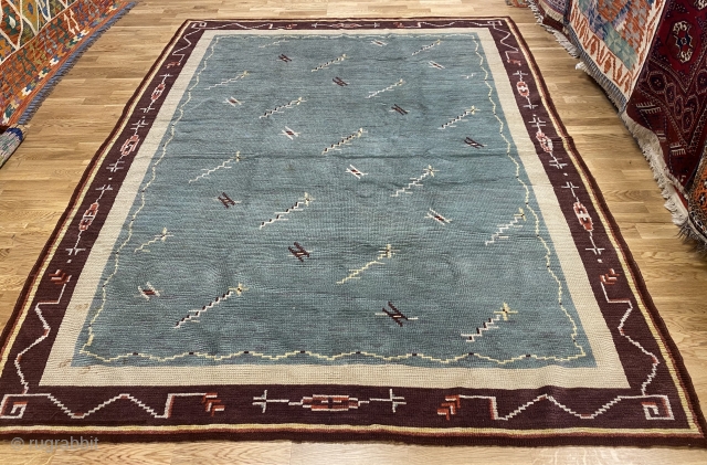 Swedish Art Deco Flossa Carpet
Unknown artist but clearly has Chinese influence 
Circa 1910-1920
Condition is good for the age. Has 3 small stains           
