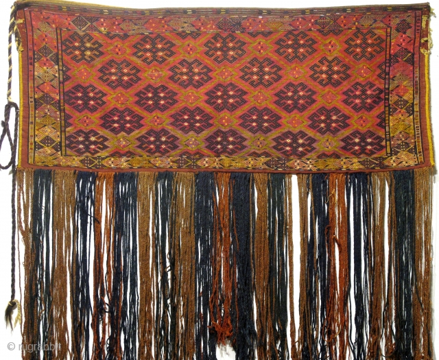 Fine Yomud Turkmen Chuval, complete with back and lots of silk. The Size is 1'6" by 3'9". Inv. 119275. For More Pics See, https://flic.kr/s/aHsjX5WfEa   . To see My Other Rugs  ...