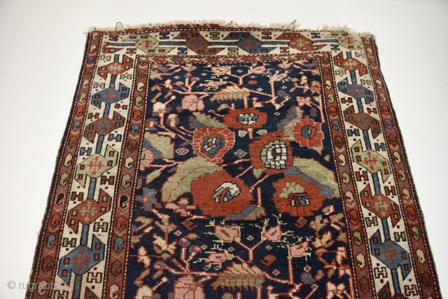 Antique Persian Unusual Malayer rug. Magnificent saturated natural colors with wonderful composition. Shahsavan style border and French inspired rose flowers pattern.

Size: 296cm x 102cm - 116 x 40 inches    