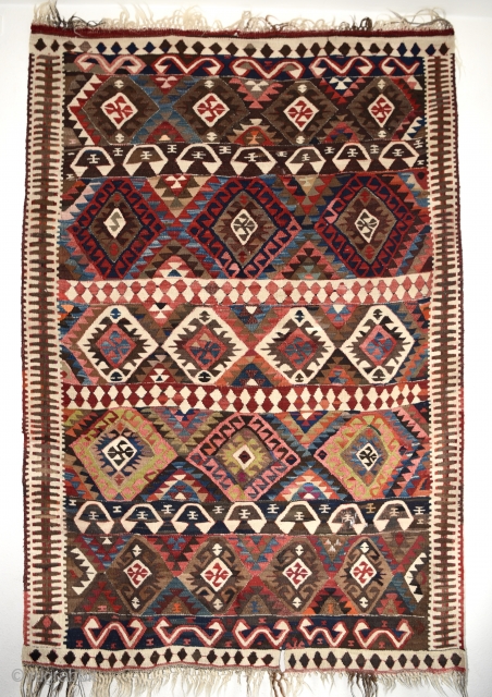 Early 1900’s East Anatolian (Van) kilim. Measures 205x142cm / 6'8.71'' x 4'7.91''                     