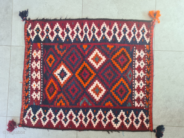 Tribal Sofreh kilim of the Lurs or Bakhtiari from southwestern Persia. Handwoven from wool with cotton sections. Good condition. Side borders made of goat hair. 108 x 92 cm
Please contact me only ...