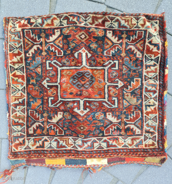 A Qashqai/Ghashghai Khorjin half with back and original sides. Stylized bird pattern. Tribal piece. Dimensions: 62x64cm

Please contact me only directly:

goekay.sargin@yahoo.de             